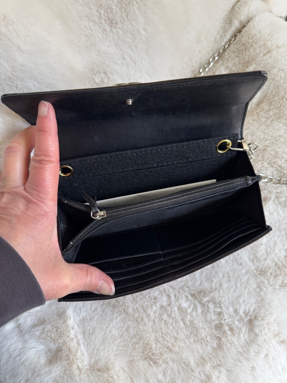 CHANEL Quilted Patent Leather Boy Wallet on chain w/insert in Deep Brown - Picture 8 of 16